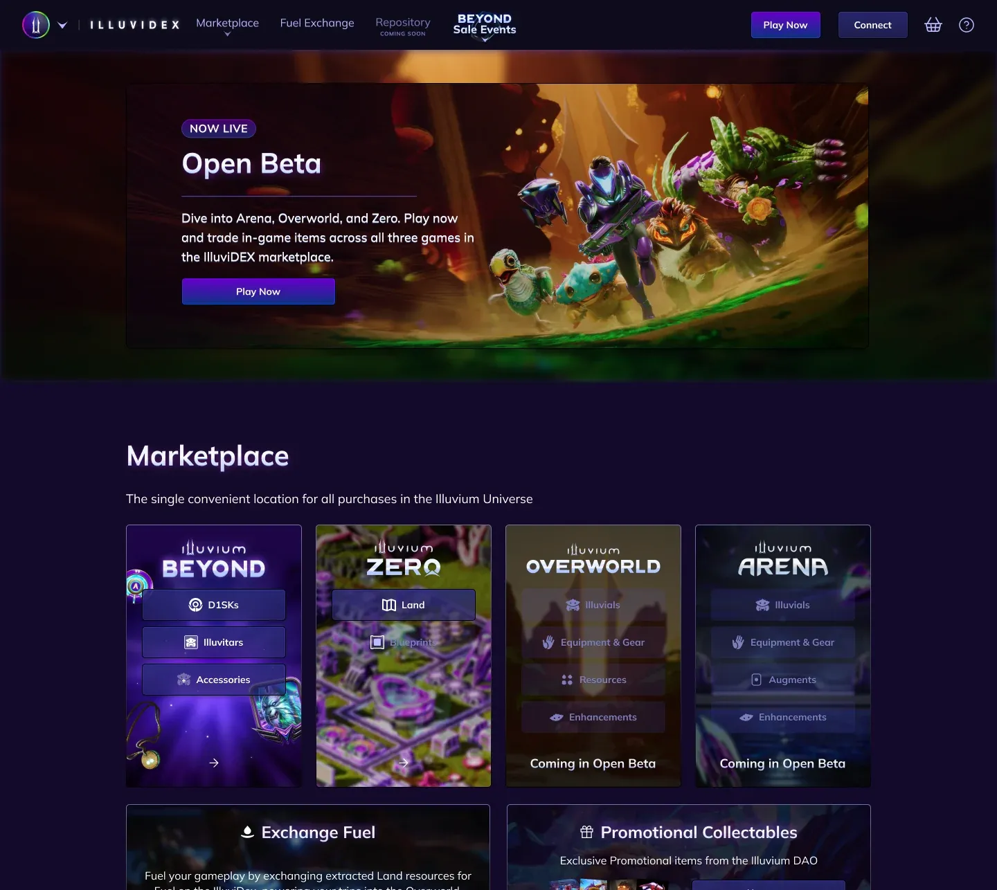 IlluviDEX homepage overview